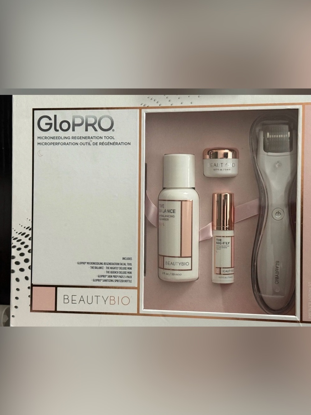 BEAUTYBIO GloPRO Microneedling Kit in White with Rose Gold Accents